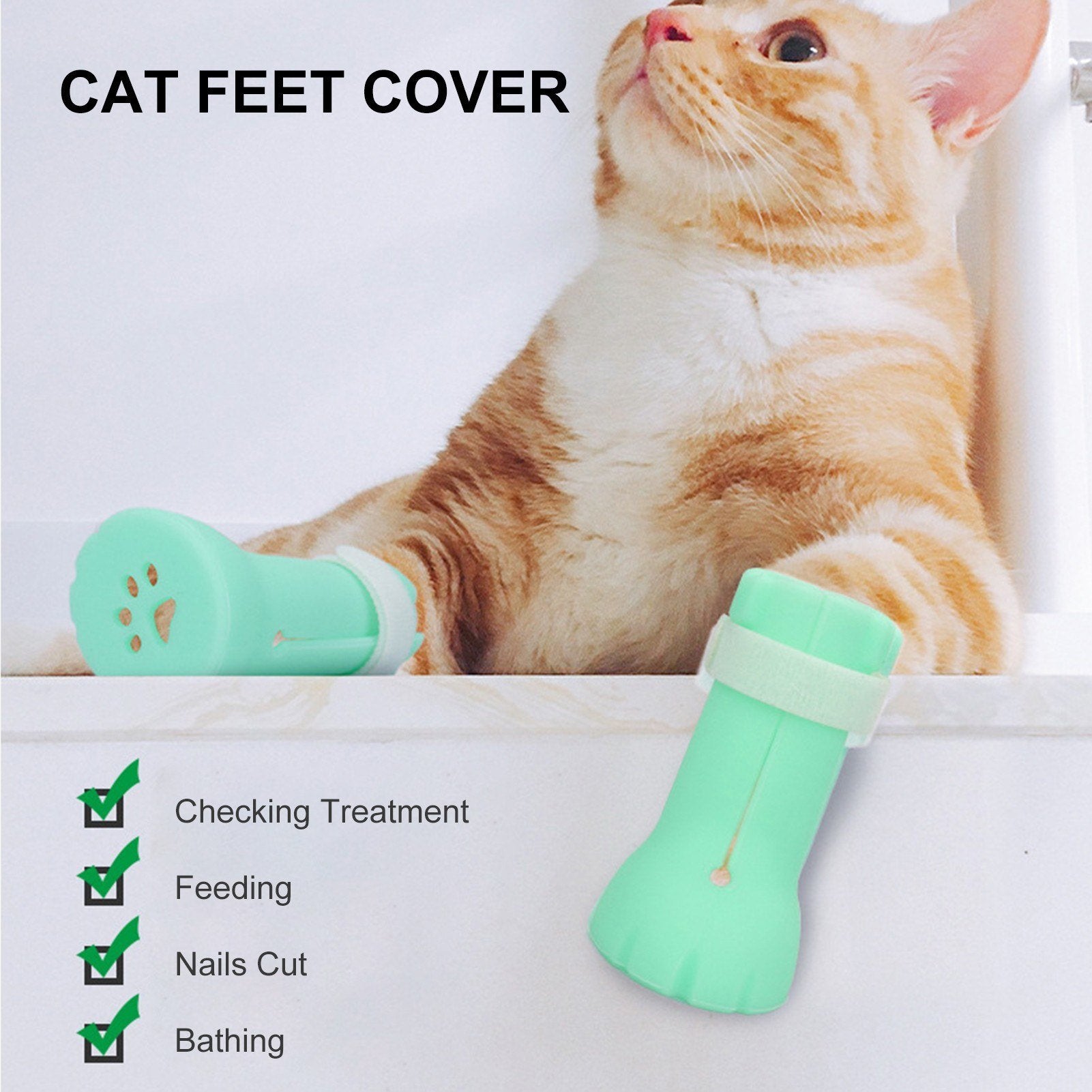 Cat Anti-Scratch Shoes with Magic Strip Adjustable Silicone Pet Grooming Scratching Restraint Booties
