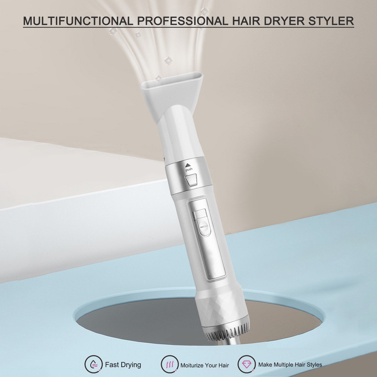 4-in-1 Hair Dryer Brush Styler Straightening Curling 220-240V