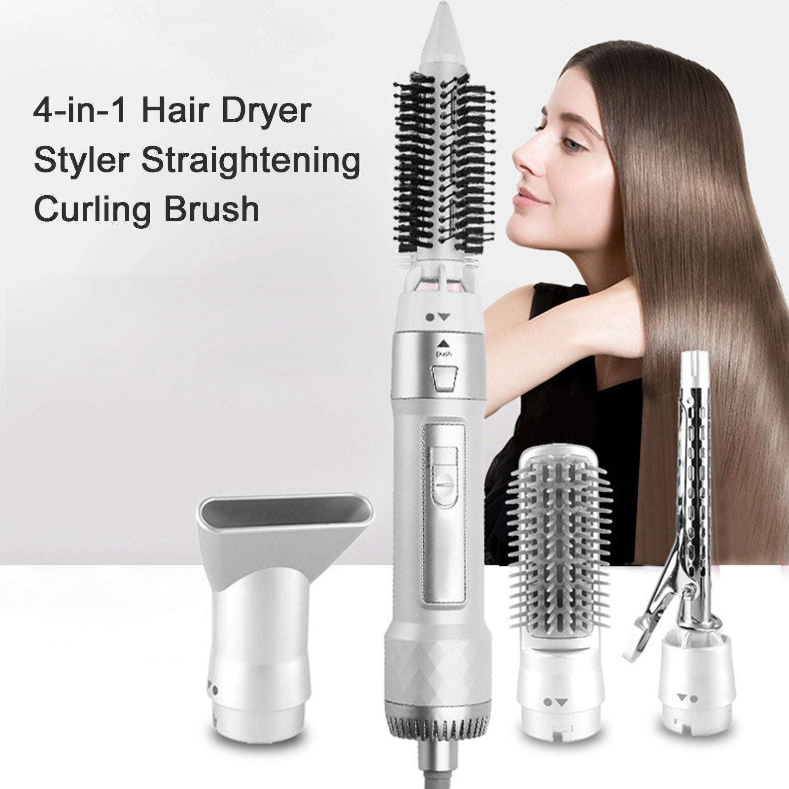 4-in-1 Hair Dryer Brush Styler Straightening Curling 220-240V