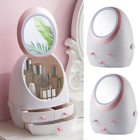 USB Rechargeable Makeup Organizer With Mirror LED Light