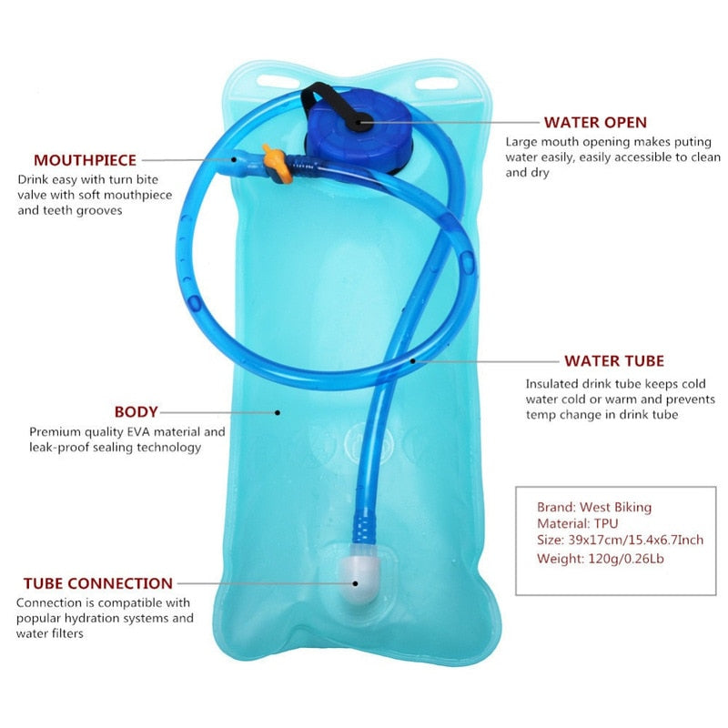 Portable Biking Water Bag With Drink Tube Outdoor Cycling Bottle For Hiking Travel