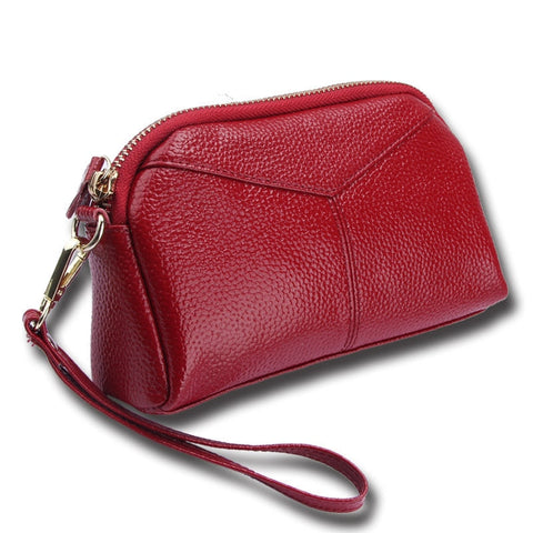 high quality Genuine Cow Leather Women Day Clutch Bags Handbag Famous Brands Lady Wristlet Evening Party Wallet