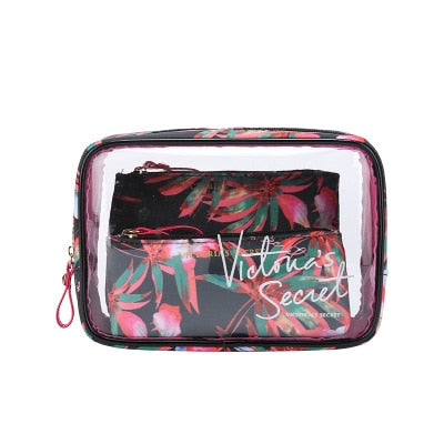 Portable PVC cosmetic bag 3-piece set outdoor travel Cosmetic fashion transparent storagwaterproof wash