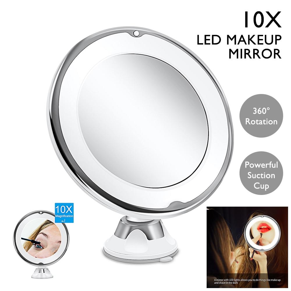 Portable 10x Magnifying Makeup Vanity Mirror with LED Light