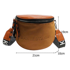 Fashion Semicircle Saddle Crossbody Bag Women PU Leather Shoulder Handbags Casual Female Wide Straps Travel Money Purses