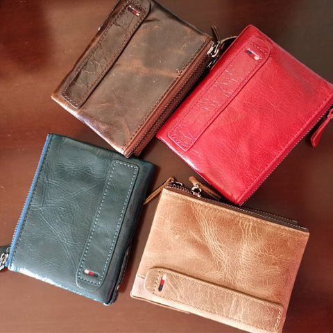 Genuine Leather Wallet Purses Coin Purse Small Portomonee Bifold Wallet