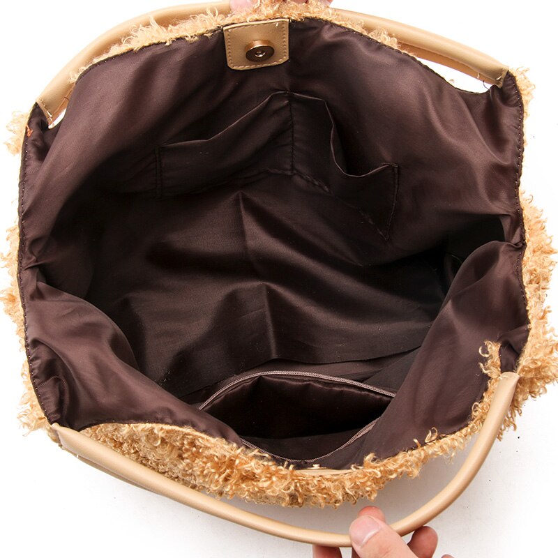New Designer Ladies Handbag Plush Shoulder Bag Female Fashion Large Capacity Messenger Bag Girl Casual Handbag