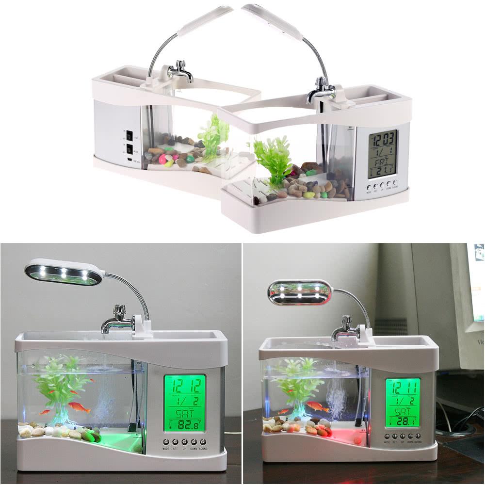 Desktop Fish Tank with LED Clock