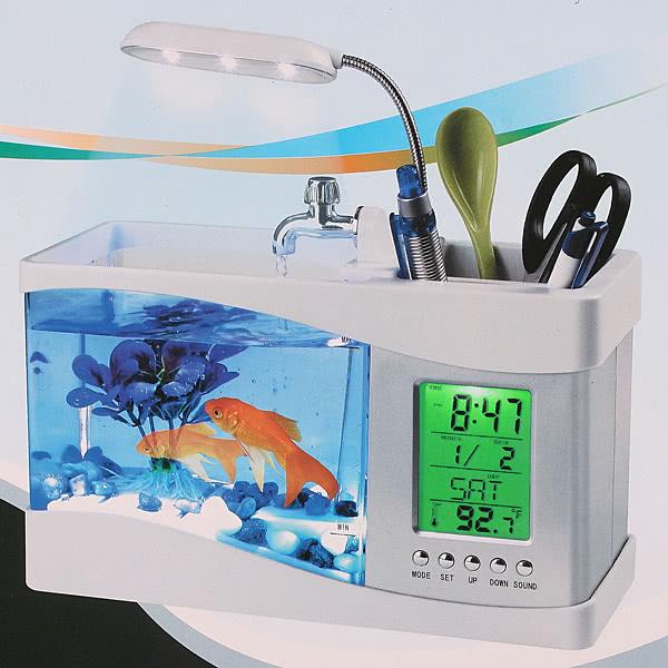 Desktop Fish Tank with LED Clock