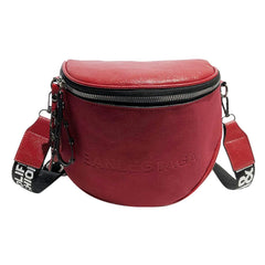Fashion Semicircle Saddle Crossbody Bag Women PU Leather Shoulder Handbags Casual Female Wide Straps Travel Money Purses