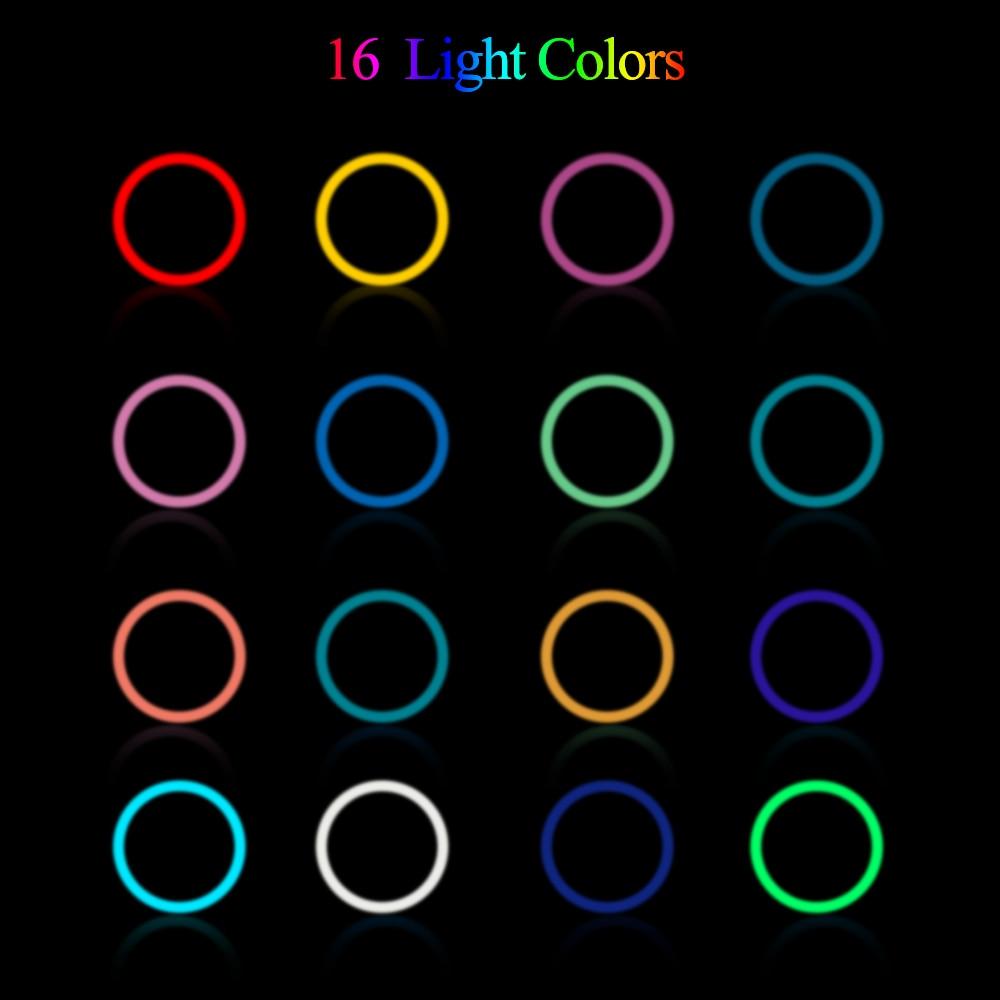 10" RGB Ring Lamp with Tripod Stand and Wireless Remote, 16 Light LED Colors