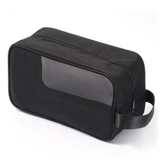 1pc Black Mesh Toiletry Pouch Large Capacity Cloth Cosmetic Travel Bag Makeup Organizer For Outdoor