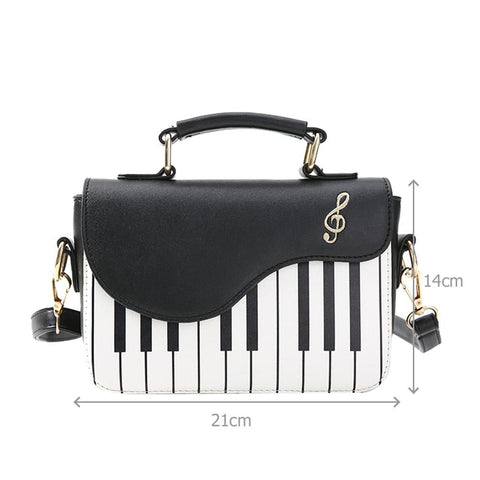 Cute Piano Pattern PU Casual Handbag Women's Flap