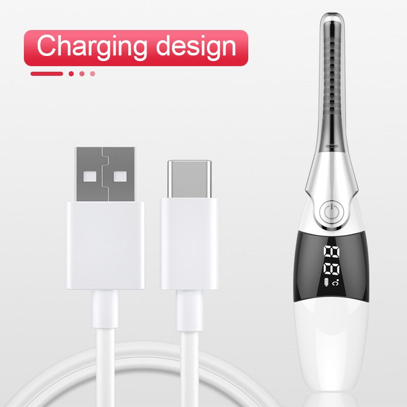 3D Rechargeable Heated Long-Lasting Ceramic Inner Electric Eyelash Curler USB (white)