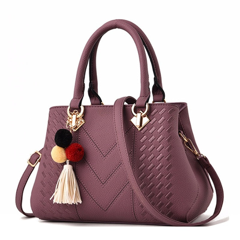 Women Handbags Leather Totes Bag Top-handle Embroidery Crossbody Bag Shoulder Bag Lady Simple Style Hand Bags