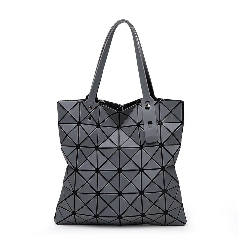 Women's shoulder bag 6 * 6 lattice pearlescent Pu matte diamond folded geometric diamond lattice one shoulder handbag