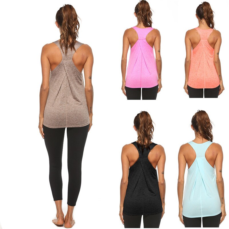 Sleeveless Yoga Shirt for Women Breathable Yoga Tank Top Running Sports Vest Gym Crop Top Fitness Workout Shirt