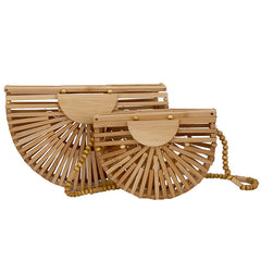 Luxury handbag for women shoulder bag semicircle bamboo woven beach bag Mobile Phone Wallet