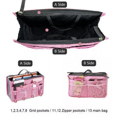 Nylon Cosmetic Bags For Women Tote Insert Double Zipper Makeup Bag Toiletries Storage Bag Girl Outdoors Travel Make Up Organizer