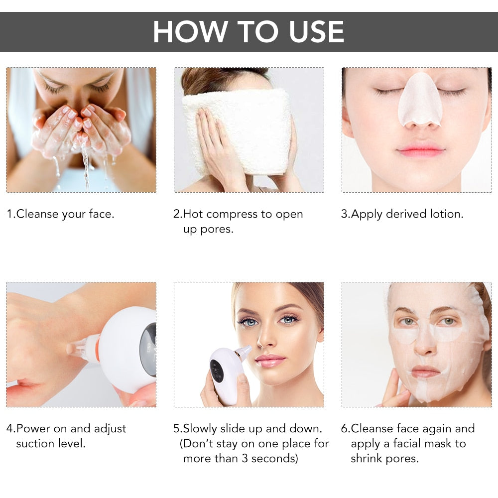 Face Pore Cleaner Remover Blackhead Skin Vacuum Acne Suction Extractor