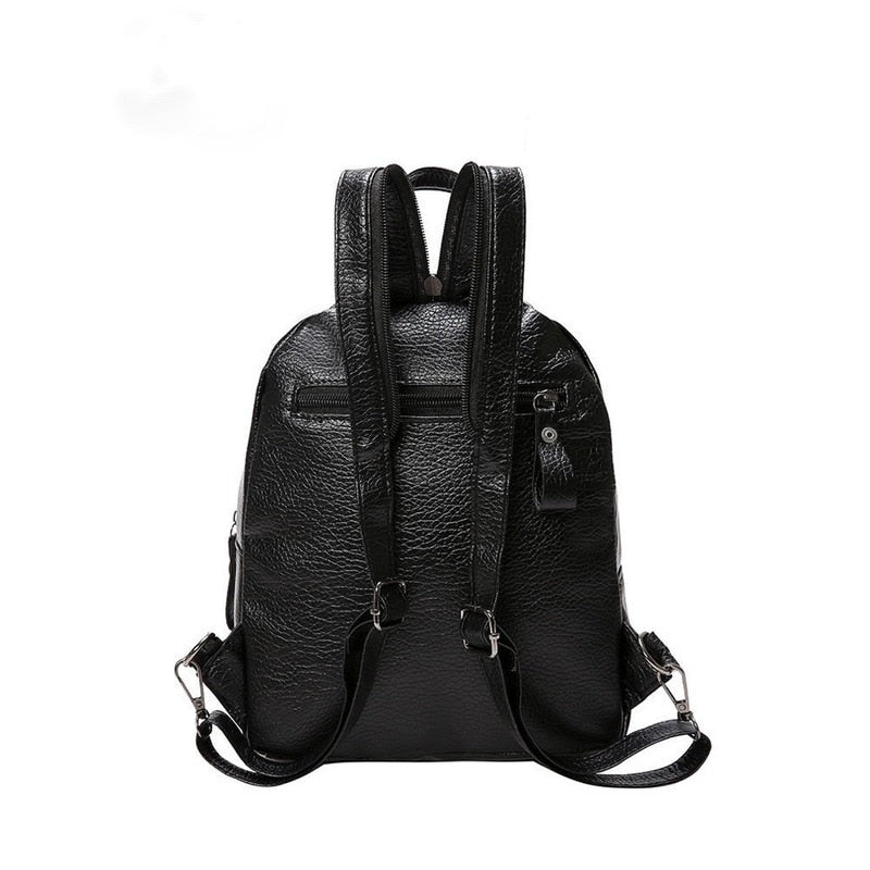 Women's Backpack PU Leather Travel Shoulder Bag Girl Multifunctional Small School Bolsa Fashion All-Match