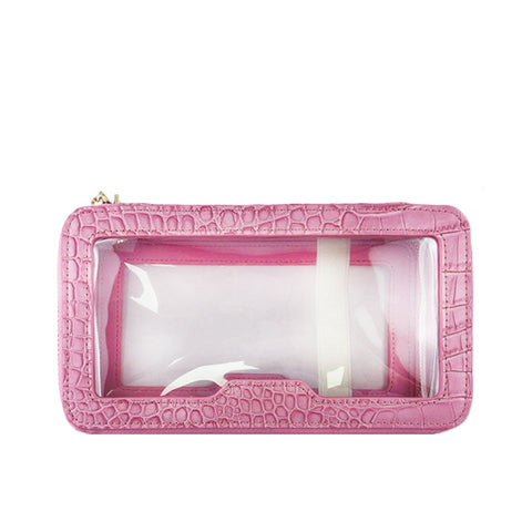 Genuine Leather Travel Cosmetic Bag Fashion Waterproof Toiletry New Makeup Storage Clear Pvc