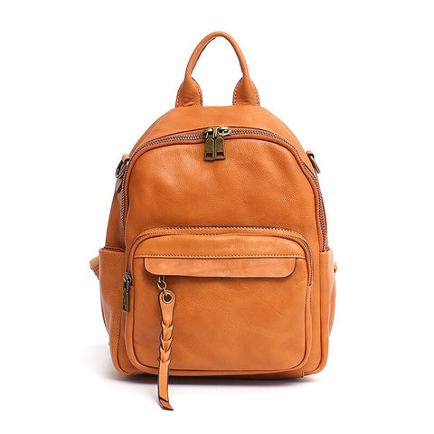 Leather Backpacks For Women Vintage Style Tassel Casual Shoulder Bags School Bag Female Functional Leather Knapsacks