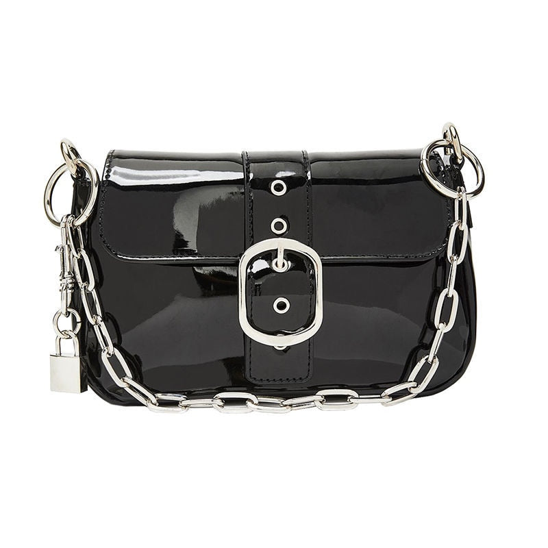 Shoulder Bag Baguette Cool Patent Leather Solid Qaure Female Black Handbags For Women Purse Womens Wa