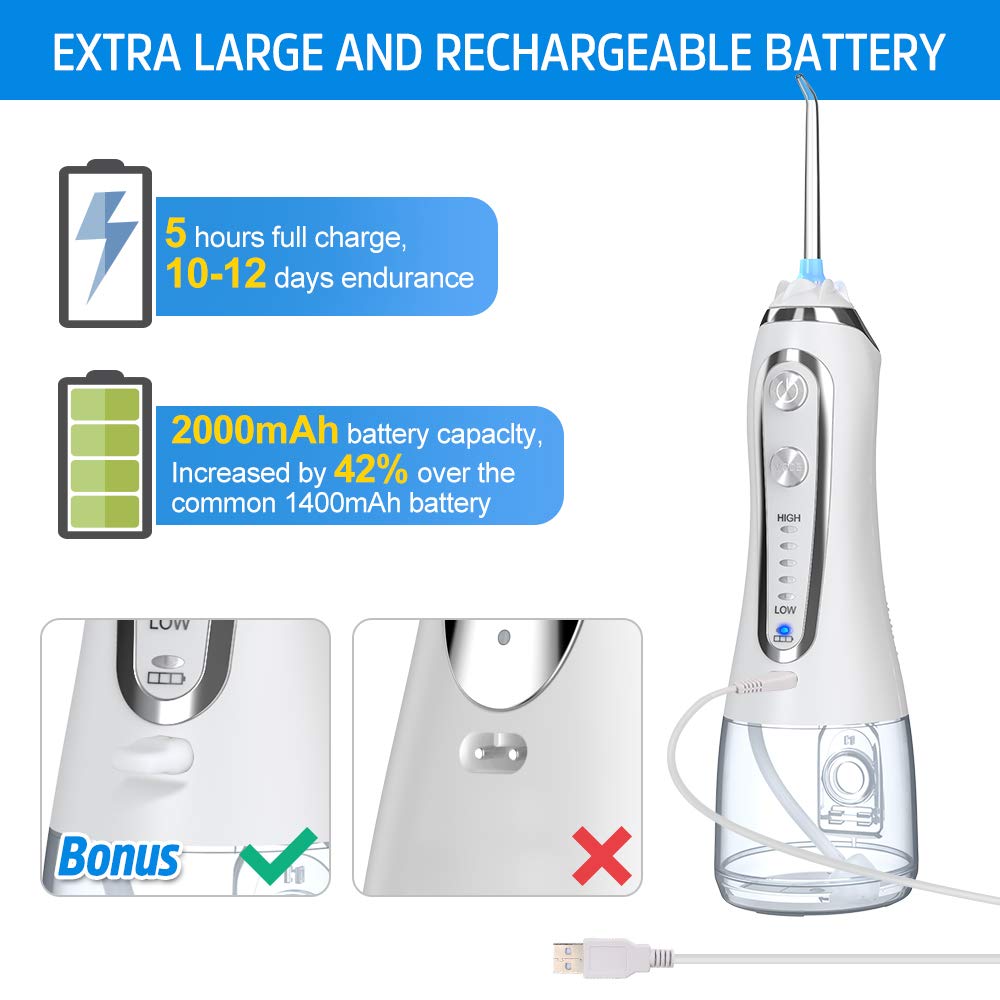 5 Mode Portable Oral Irrigator 300ml Dental Water Flosser Jet USB Rechargeable Floss Teeth Cleaner