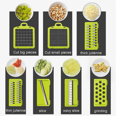 Vegetable Fruit Slicer Cutter Multi-functional Potato Carrot Peeler Grater Drain Basket Kitchen Tool - JustgreenBox