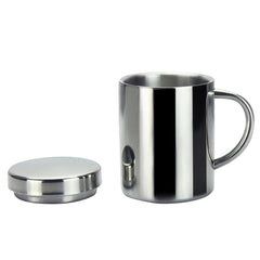 Double Insulation Coffee Mug 304 Stainless Steel Durable With Lid For Drinking Milk Office Water - JustgreenBox