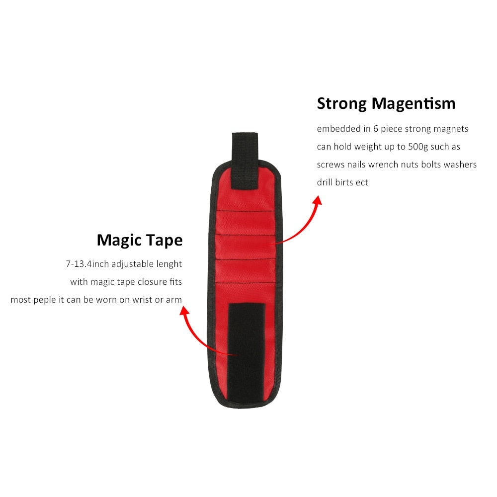 1pcs Magnetic Wristband Hand Wraps Tool Bag Adjustable Electrician Screws Nails Drill Holder Belt Bracelet For Home Repair - JustgreenBox
