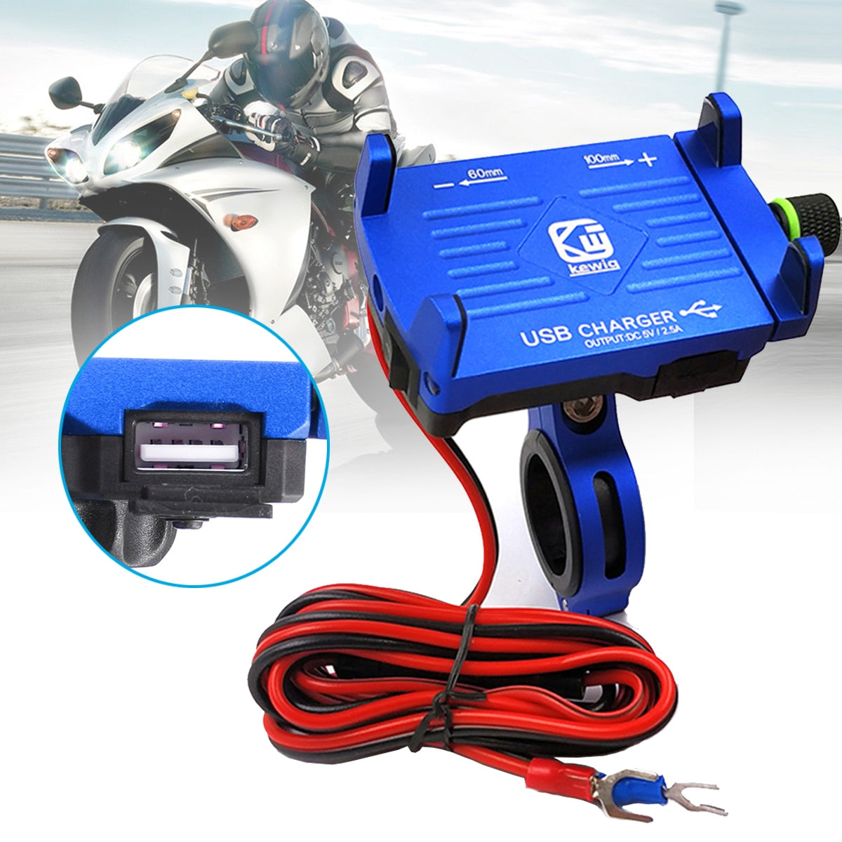 Universal Aluminum Motorcycle Phone Holder USB Charger Cell Bicycle for iPhone X 8 7 Fast Charging - JustgreenBox