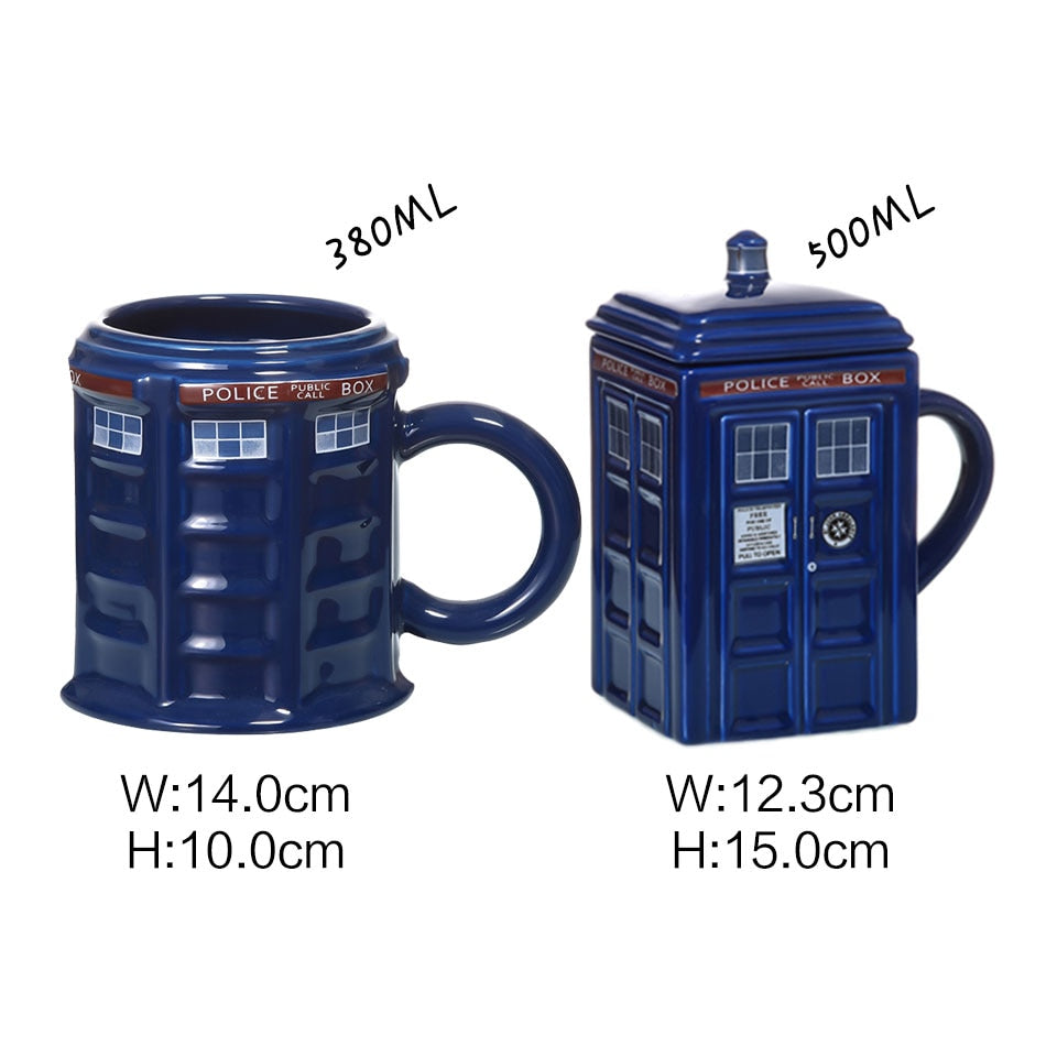 Doctor Who Tardis Police Box Ceramic Mug Cup With Lid Cover For Tea Coffee Funny Creative  Presents Kids Men - JustgreenBox