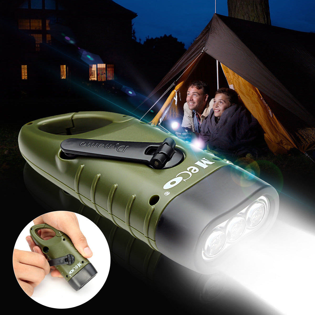 Mini Emergency Hand Crank Solar Flash Rechargeable LED Charging Powerful Light Lamp Torch For Outdoor Camping - JustgreenBox