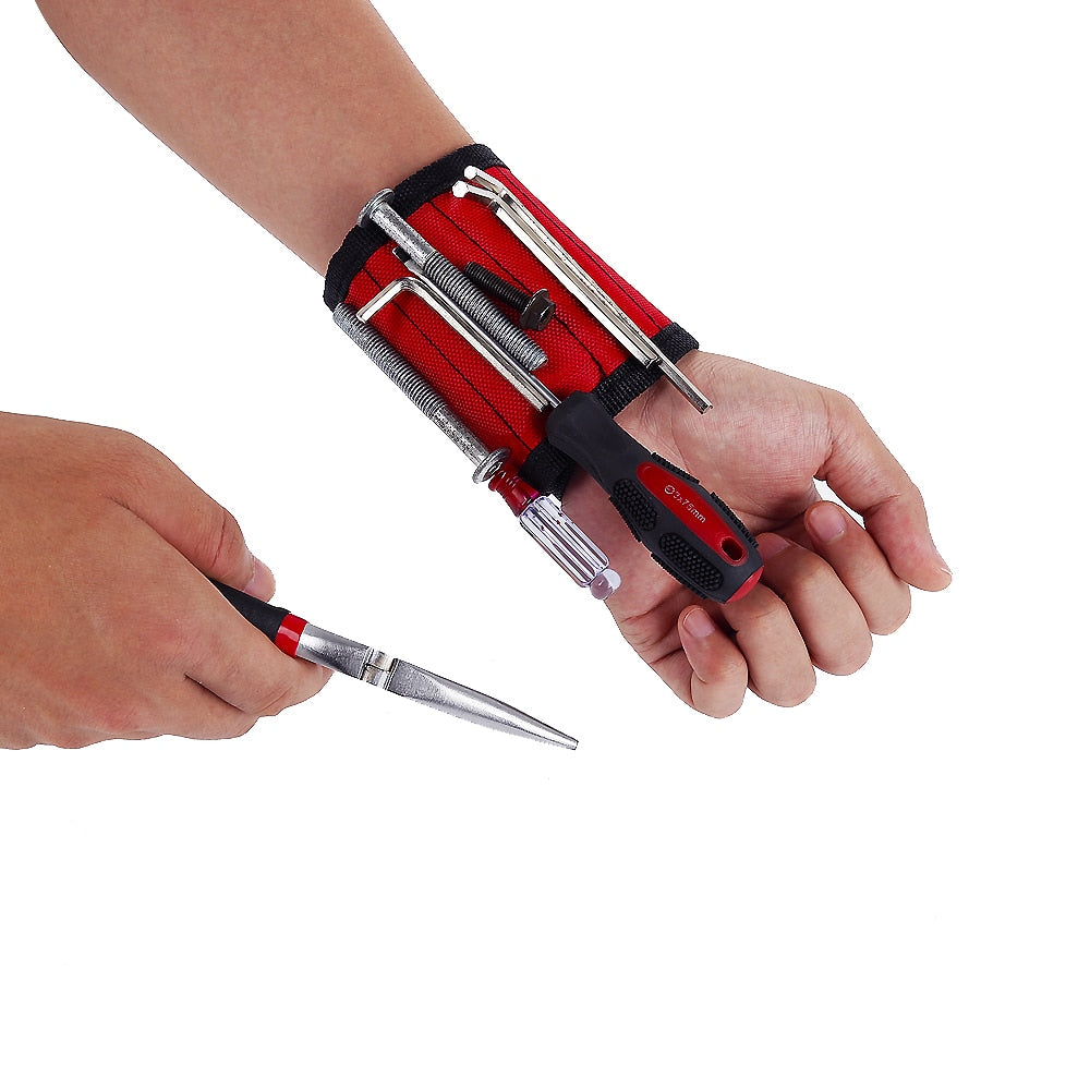 1pcs Magnetic Wristband Hand Wraps Tool Bag Adjustable Electrician Screws Nails Drill Holder Belt Bracelet For Home Repair - JustgreenBox