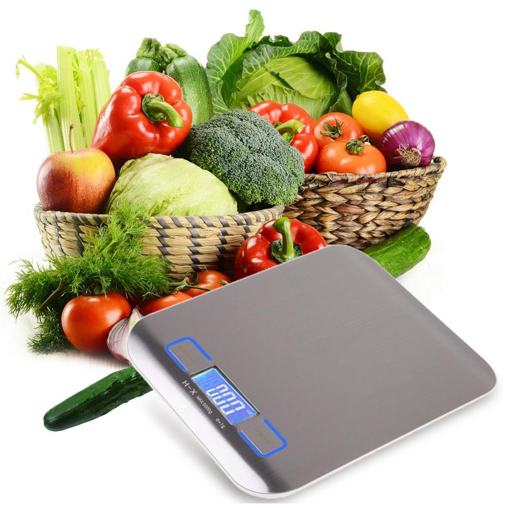Electronic Kitchen Scale Digital Food Stainless Steel Weighing LCD High Precision Measuring Tools - JustgreenBox