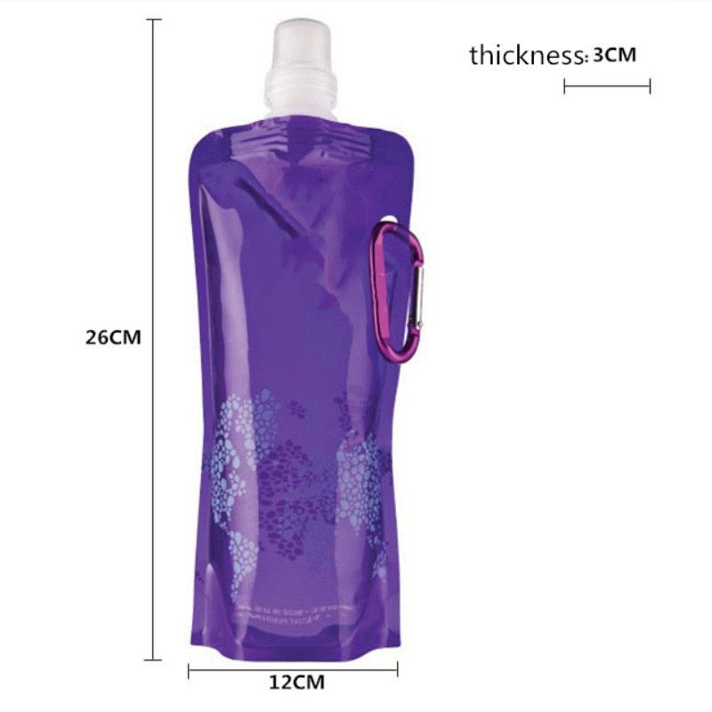 Foldable Water Bottle Bags 480ML Environmental Protection Collapsible Portable Outdoor Sports For Hiking Camping - JustgreenBox