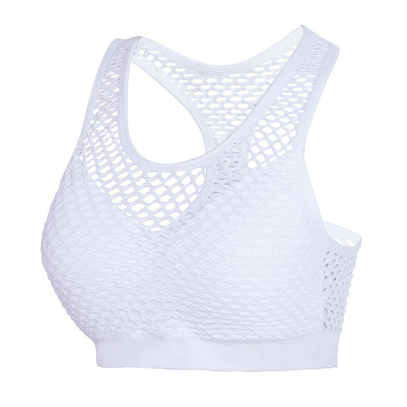 Mesh Bra Hollow Out Sport Top Seamless Fitness Yoga Women Gym Padded Running Vest Shockproof Push Up Crop - JustgreenBox