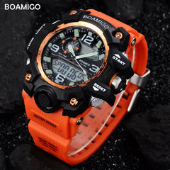 Digital LED Orange Shock Rubber Waterproof Wristwatches - JustgreenBox