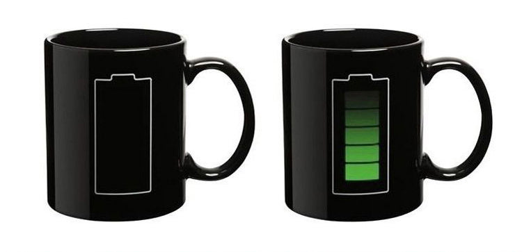 Creative Battery Magic Mug Positive Energy Color Changing Cup Ceramic Discoloration Coffee Tea Milk Mugs Novelty (Black) - JustgreenBox