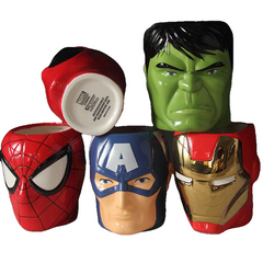 Creative 3D Cartoon Super Hero Iron SpiderMan TreeMan Cup Milk Coffee Ceramic Mugs Fashion The Avenger Baby Flowerpot - JustgreenBox