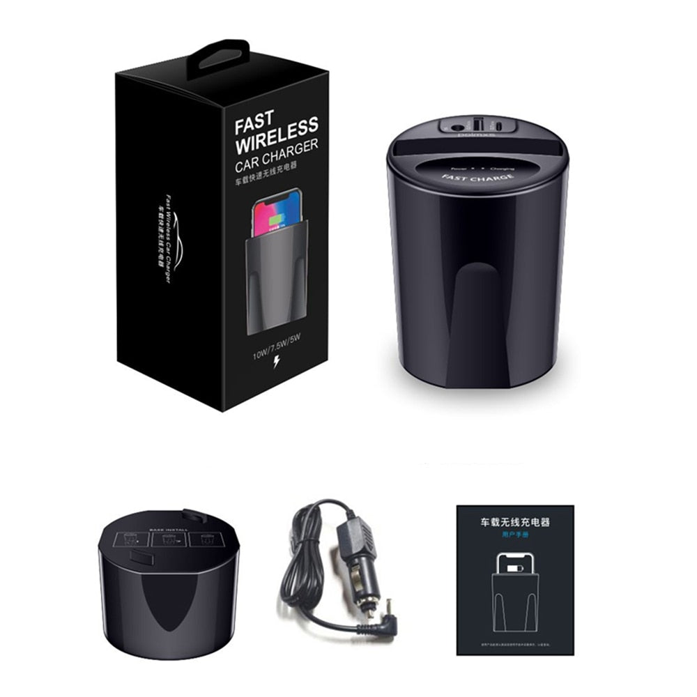 Fast QI Wireless Car Charger For Samsung Galaxy S9 S8 S7 S6 Edge iphone 8 10 X fast wireless charger cup Quick holder - JustgreenBox