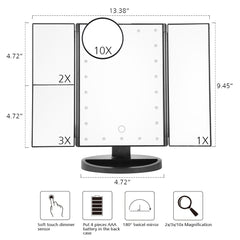 Makeup Mirror Table Desktop Max 10X Magnifying Mirrors Vanity 3 Folding Adjustable - JustgreenBox