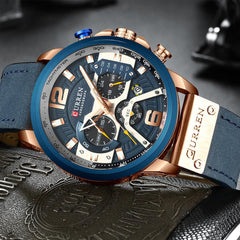Blue Military Leather Sport Wrist Watches for Men - JustgreenBox