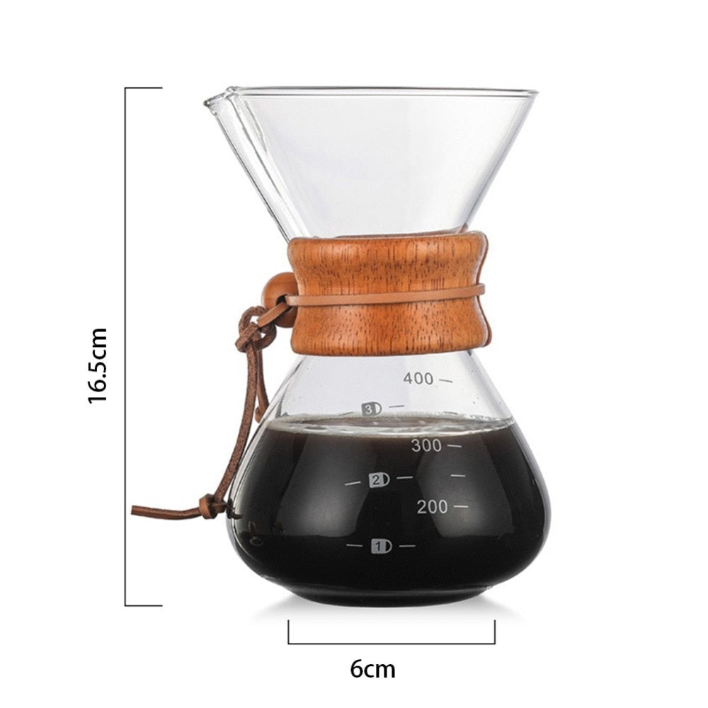 High-Temperature Resistant Glass Coffee Maker Pot Espresso Machine With Stainless Steel Filter Pot - JustgreenBox