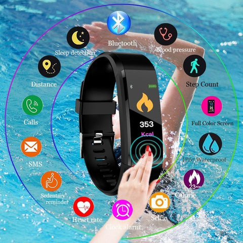 Smart Bracelet Compatible Waterproof Sleep Monitor Fitness Tracker Smart Wristband Pedometer - JustgreenBox