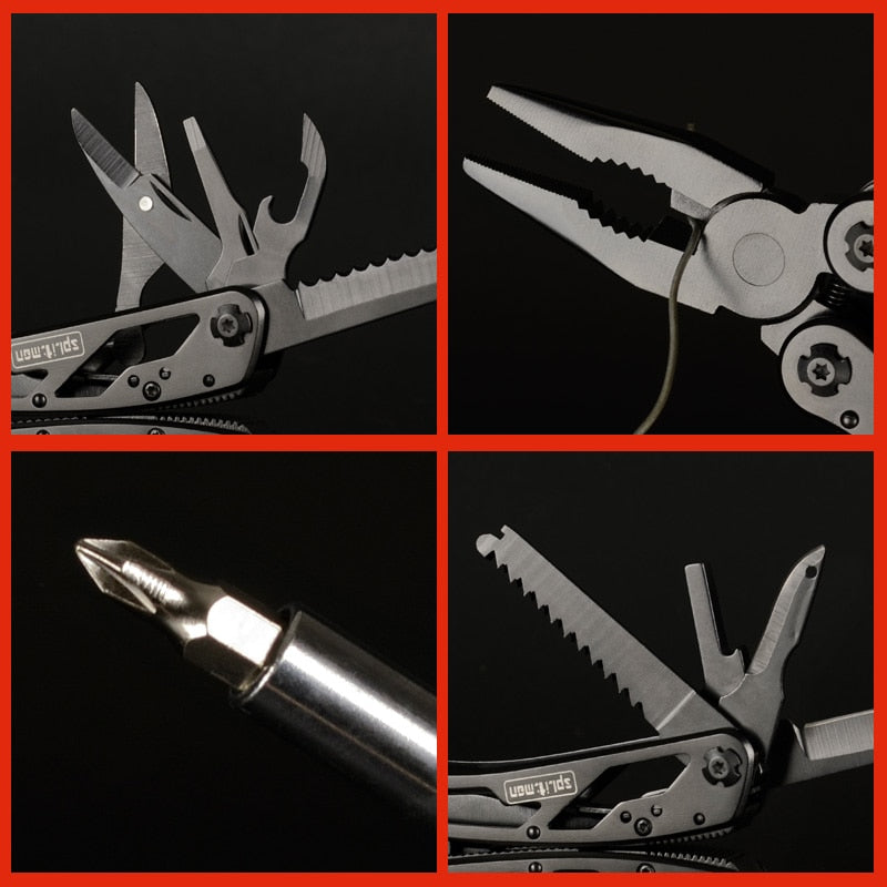G202B Multi Tools Folding Plier Fishing Camping Outdoor Survival EDC Gear Pocket Knife Scissors Screwdriver Bits (G202B) - JustgreenBox