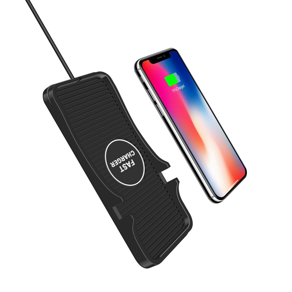 Universal Wireless Car Charger QI Charging Pad, Soft Silicone Mat with GPS Holder Mount for iPhone 8/8Plus Samsung - JustgreenBox