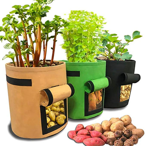 1Pcs Woven Fabric Bags Potato Cultivation Planting Garden Pots Planters Vegetable Grow Bag Farm Home - JustgreenBox